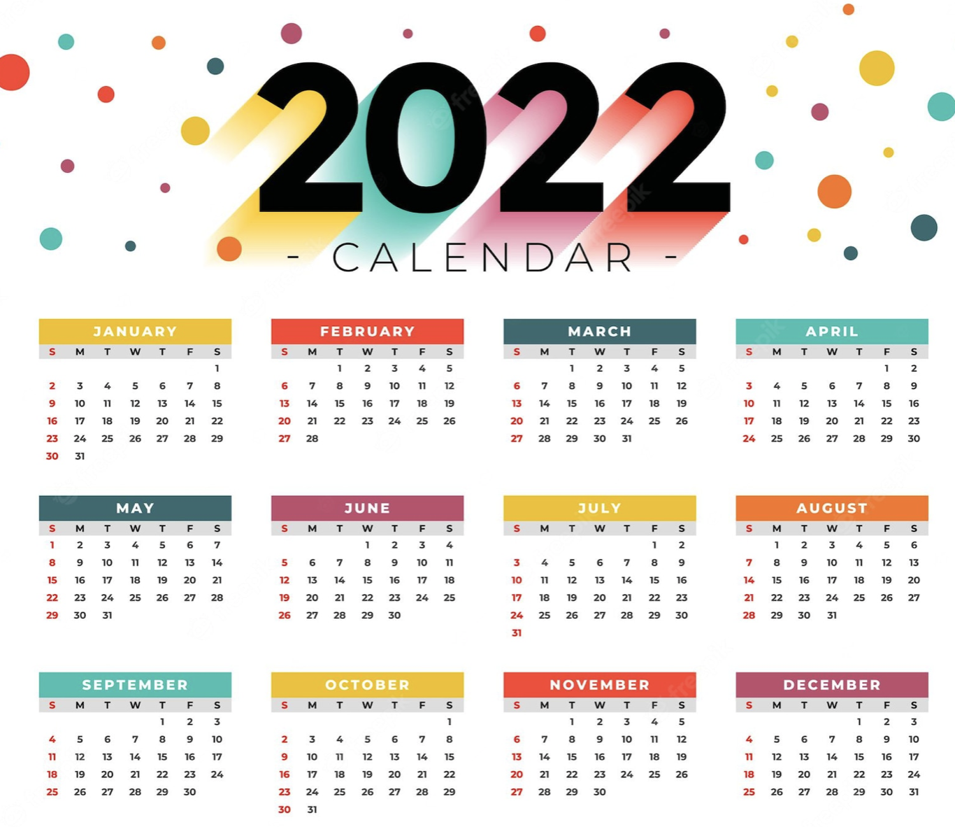 2022 restaurant calendar accounting